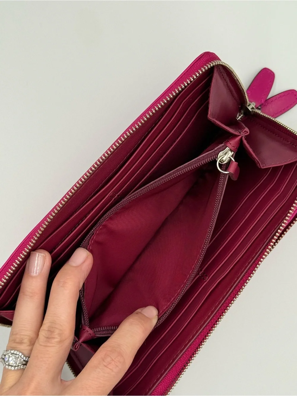 Coach Magenta Leather Zip Wristlet